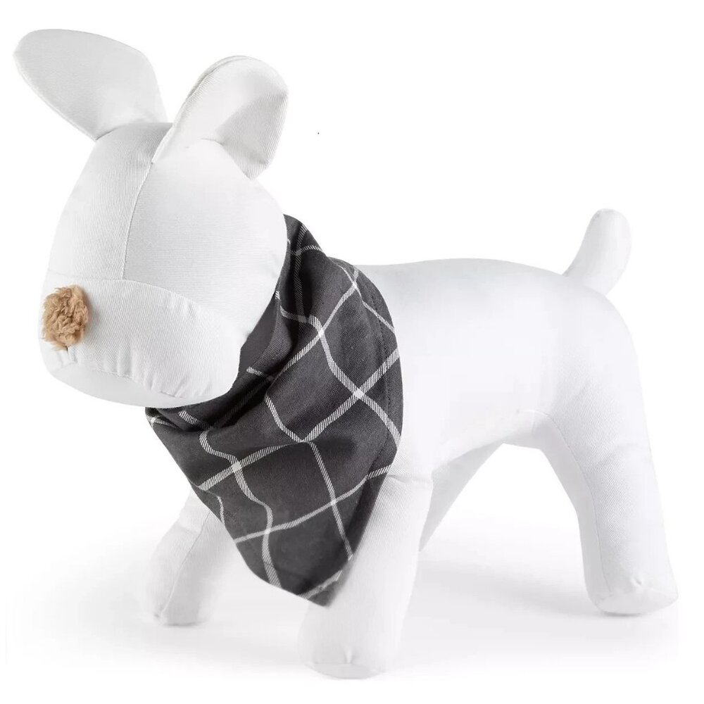 Family Pajamas Dog Pet Bandana Scarf, Gray Plaid, S/M Small to Medium
